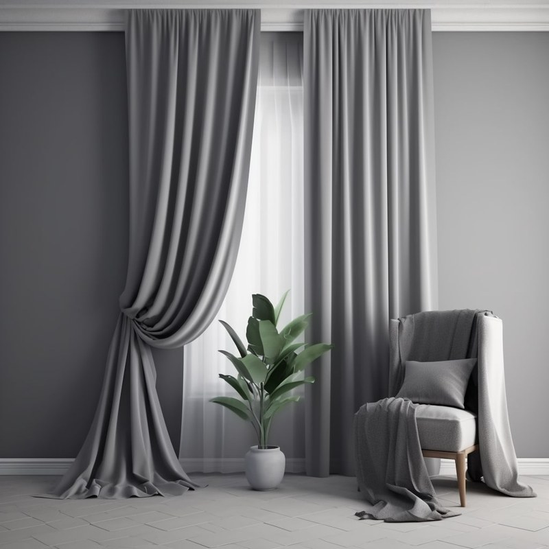 Polyester Fon Perde 140x260cm Gri 2