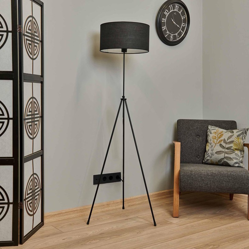 Metal Lambader Ayaklık E27 Siyah 1