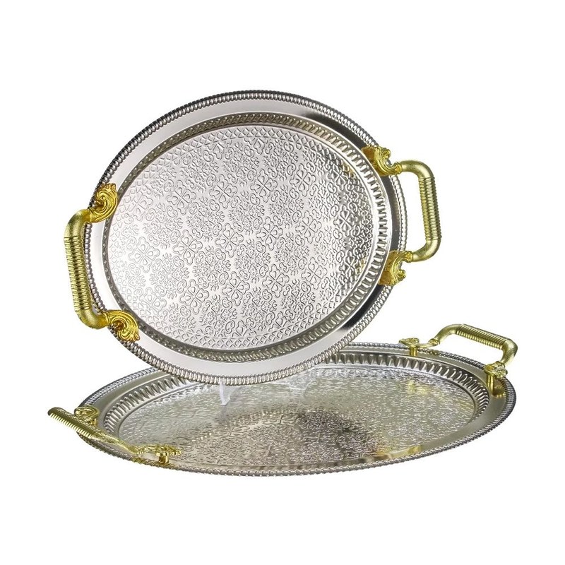 Metal Servis Seti Tepsi Tutamaklı 3lü 2