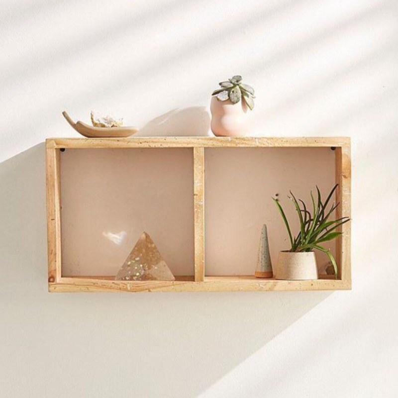 Ahşap Rustik Üçgen Duvar Rafı 60cm 1