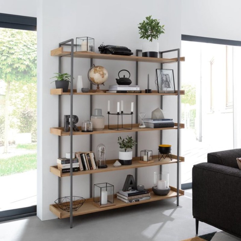 Ahşap + Metal Endüstriyel Raf 5li Set 2