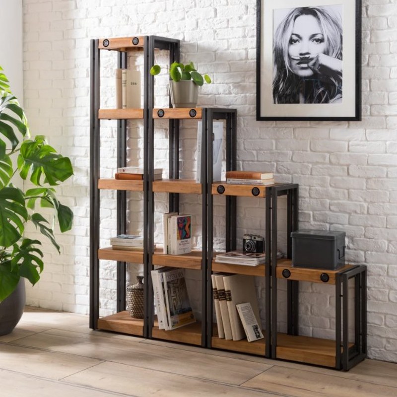 Ahşap + Metal Endüstriyel Raf 5li Set 3